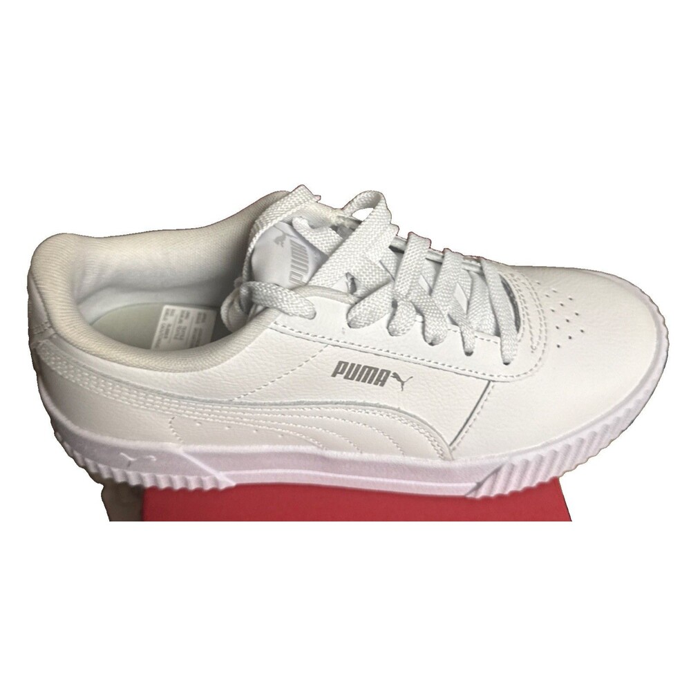 PUMA Carina L White Silver Sneakers Womens 7 370325-02 New With Box